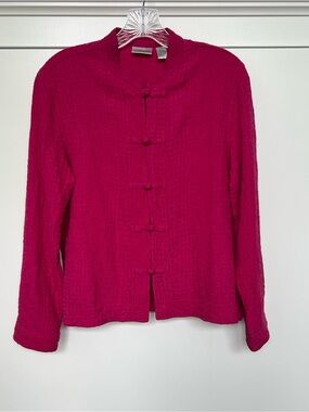 Chico’s Women’s Magenta Mandarin Collar Jacket